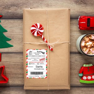 Set da 4 etichette adesive personalizzate per pacchi regalo da Babbo Natale per i bambini con nome e altro strenna natalizia sorpresa bimbi