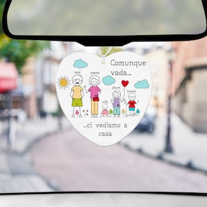 Profumatore Deodorante per Auto ritratto di famiglia e nomi nel formato Cuore idea regalo festa della mamma del papà dei nonni auto nuova
