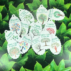 20 cartellini tag bigliettini albero vita personalizzati bomboniere segnaposto matrimonio cresima comunione battesimo nozze oro argento