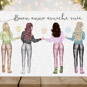 Puzzle grande migliori amiche regalo di natale per sorelle auguri nuovo anno personaggi frase personalizzata tema natalizio addio nubilato