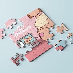 Annuncio gravidanza Puzzle biglietto con disegno a scelta, idea per annunciare la prossima nascita al marito compagno parenti genitori