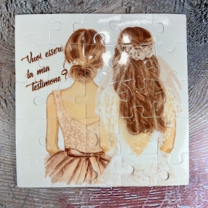 Vuoi essere la mia testimone / damigella? Puzzle biglietto per testimone o damigella di nozze matrimonio, alta qualità, disegno a scelta