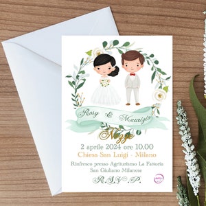 Set da 10 inviti con busta sposi spose coppie personalizzati 13x18 per Matrimonio Nozze Unioni Civili Anniversario nozze partecipazione
