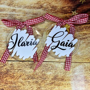 Decorazione per Albero Natale Rotonda piatta in plexiglass con nome o frase personalizzata idea addobbo casa regalo natalizio personalizzato