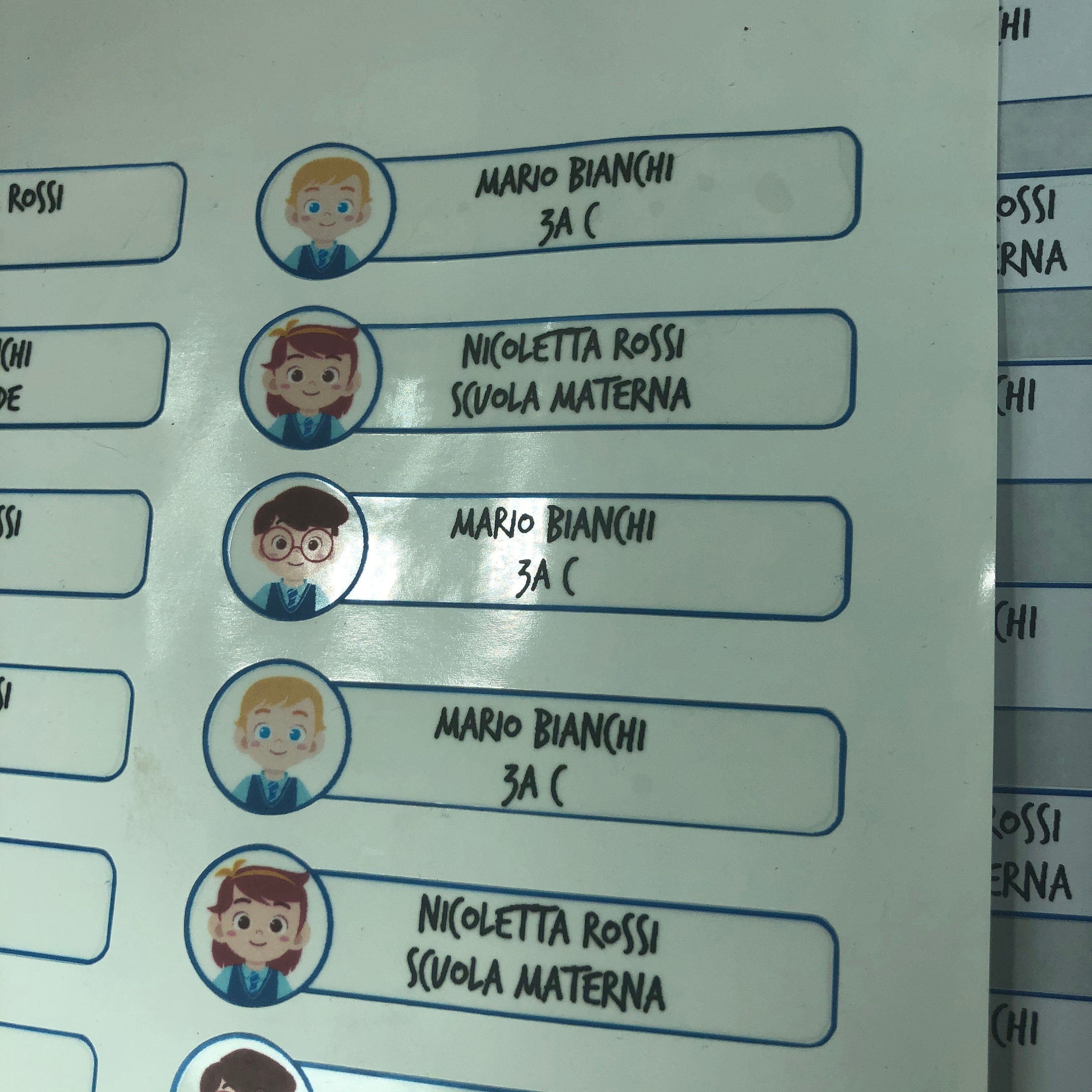 Sticker labels for school supplies