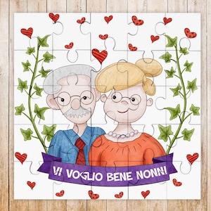 Vi voglio bene Nonni Nonna Nonno Puzzle biglietto con frase personalizzata disegno a scelta idea regalo festa dei nonni regalo nonna o nonno