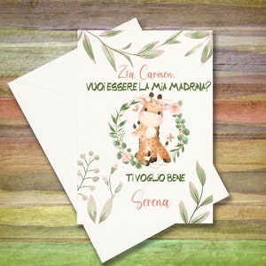 Biglietto personalizzato richiesta Madrina Padrino Battesimo Cresima con busta bianca proposta vuoi essere il mio padrino o la mia madrina