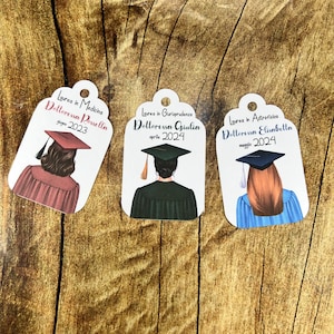 14 tag personalizzati per laurea ragazza personalizzati disegno e frase segnaposto bomboniera festa laureata diploma dottoressa università