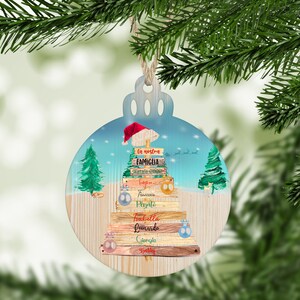 Decorazione per albero di Natale in legno personalizzata albero famiglia frasi nomi personalizzati idea regalo natalizia ornamento festività
