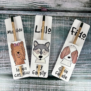 Matite piantabili con cartoncino con avatar di cani idea regalo amanti dei cani famiglia cinofili amico fratello sorella mamma papà