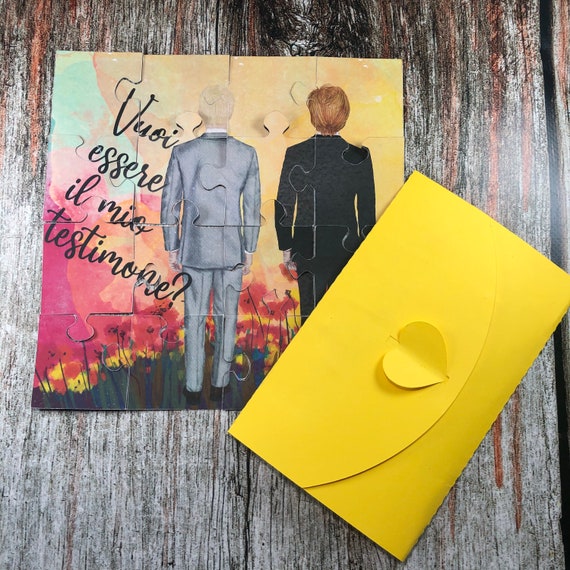 Custom groom/'s witness puzzle in hair with customizable phrase dress and background You want to be my witness