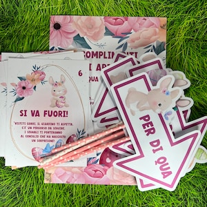 Caccia alle uova di Pasqua set completo personalizzato gioco bambini composto da frecce e indizi con filastrocche regalo di pasqua bimbi