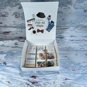 Scatola con 9 cioccolatini personalizzati con foto per la festa del papà fondenti o al latte per regalo per il papà ti voglio bene papà