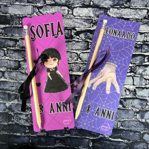 Segnalibro con matita classica 10 pezzi famiglia halloween personalizzato con nome frase ragazza gotica disegni spettrali ispirazione horror