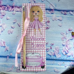 Segnalibro con matita classica 10 pezzi Bambola alla moda cartoncino personalizzato per compleanno battesimo comunione nascita Fashion Doll