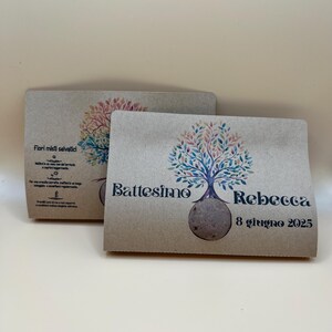 Set 10 Bombe di Semi con Cartoncino Personalizzato • Bomboniere Piantabili Albero della Vita • Comunione Cresima Nozze Battesimo