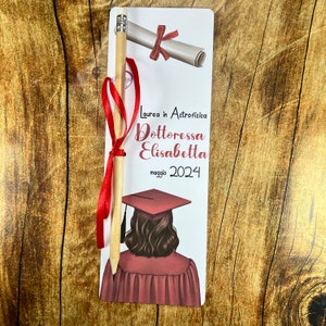 Segnalibro con matita classica  o piantabile 10 pezzi Laurea ragazza personalizzato frase segnaposto bomboniera laureata diploma università