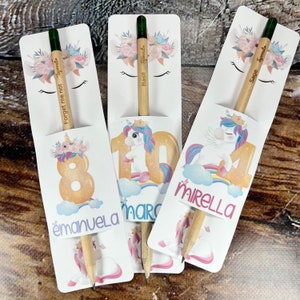 Matite piantabili con cartoncino personalizzato Unicorno compleanno bambini set da 3 6 12 segnaposto bomboniera ecologica regalo fine festa