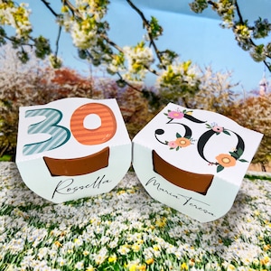 Piccolo vaso in terracotta con semi personalizzato con compleanno da 10 a 99 anni con nome numero anni idea bomboniera ecologica originale