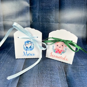 Set da 10 scatoline portaconfetti per Nascita Battesimo Compleanno personalizzabili cartoncino stampa Bomboniere Segnaposto piccoli animali