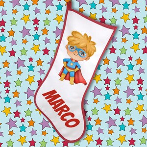Calza della Befana natalizia personalizzata con supereroi e supereroine e nome idea regalo natale befana bambini bambine neonati