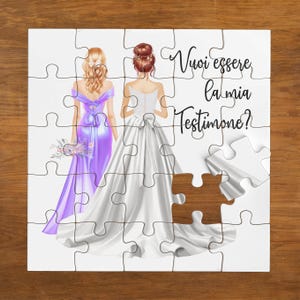 Puzzle biglietto per testimone o damigella amica della sposa nozze matrimonio alta qualità  Vuoi essere la mia testimone o la mia damigella