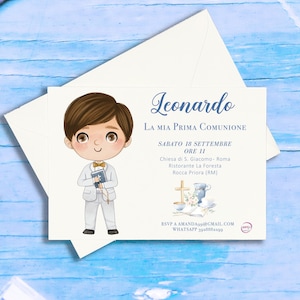 Set da 10 inviti con busta bambino bambina personalizzati 13x18 per prima comunione cresima disegno personalizzato partecipazione biglietto