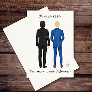 Biglietto personalizzato Testimone maschio dello sposo con busta bianca idea nozze matrimonio proposta amico vuoi essere il mio testimone