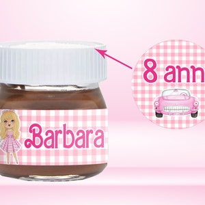 4 nutelline personalizzate per compleanni feste comunione battesimo nascita bambola alla moda fashion doll ragazza in rosa