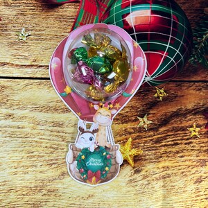 5 cartoncini con cupola portacaramelle con mongolfiere natalizie regalo fine festa natale elefanti giraffe gatti segnaposto tavola natalizia