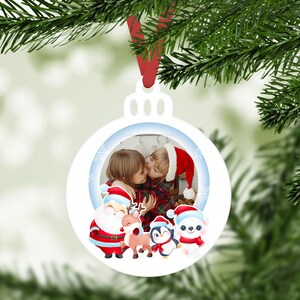 Decorazione per albero di Natale personalizzata con foto cornice e disegno natalizio idea regalo natalizia ornamento festività