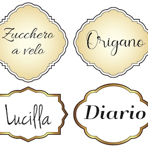 12 etichette adesive sagomate personalizzate forme varie 50 font scuola ufficio quaderni libri barattoli vasetti conserve carta opaca lucida