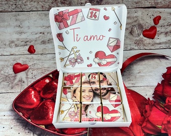 Scatolina con 9 cioccolatini personalizzati con foto e cornice a scelta san  valentino festa degli innamorati regalo fidanzata moglie amante -   Italia