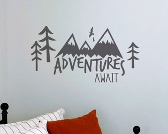 Adventures Await | Wall Decal | Wall Sticker | Bedroom Decor | BC891