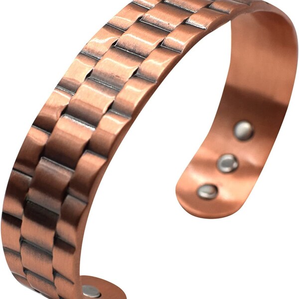 Mens Copper Bracelet Pure Copper Magnetic Bangle with 6pcs 3500 Gauss Magnets Adjustable Bracelets Jewelry Gift