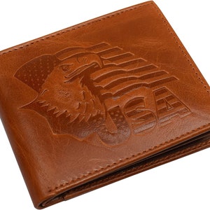 Embossed Black Leather Trifold Men's Wallet with Chain - Eagle - Deer —  Leather Unlimited