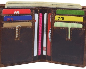 Personalized Vintage Leather Mens Slim Bifold Wallet RFID Blocking Credit Card Holder Wallets for Men