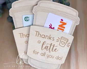 Gift Card Holder / Handmade Gifts / Thanks a Latte / Coffee Themed Teacher Gift