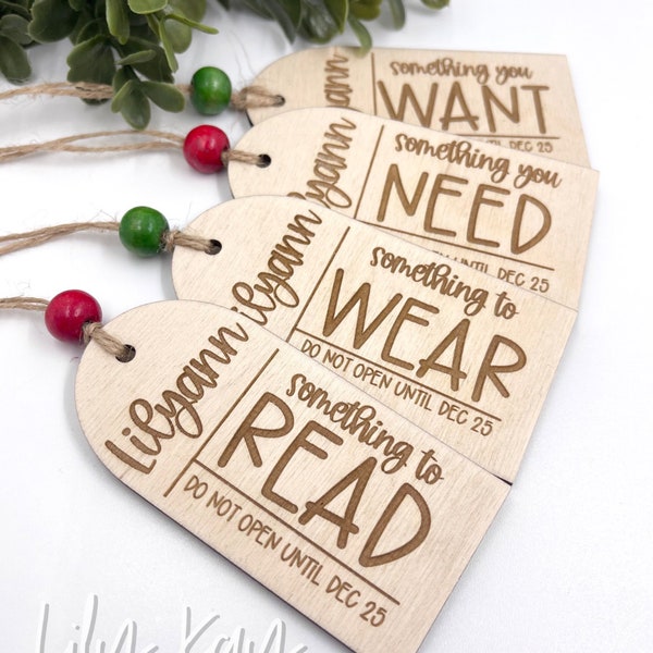 Something You Want / Something You Need / Something to Wear / Something to Read / Set of 4 Personalized Gift Tags