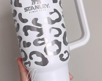 Custom Engraved | White Leopard 40oz Stanley