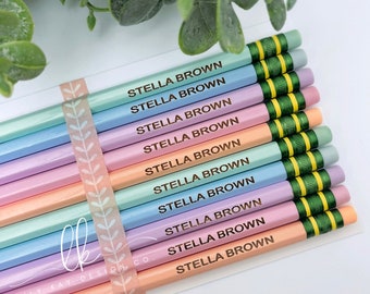 Engraved Ticonderoga Pencils | Personalized Back-to-School Set | Pastel Words of Affirmation | Engrave Your Name | Teacher Gift