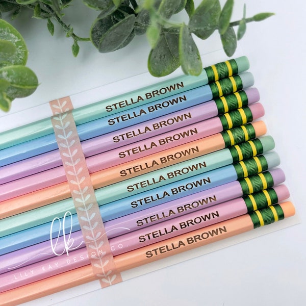 Engraved Ticonderoga Pencils | Personalized Back-to-School Set | Pastel Words of Affirmation | Engrave Your Name | Teacher Gift