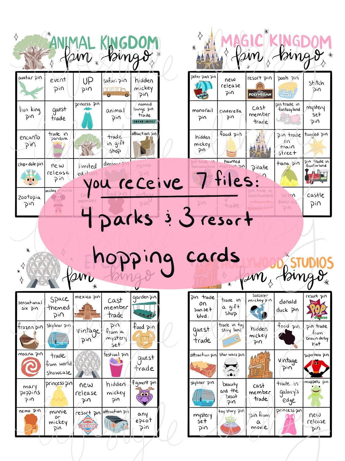 Hat Pin Bingo Example Pin Trading Bingo Files: Downloadable, Printable, Magic Inspired Pin ...