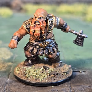 Painted Dwarf Barbarian Fighter Miniature for D&D
