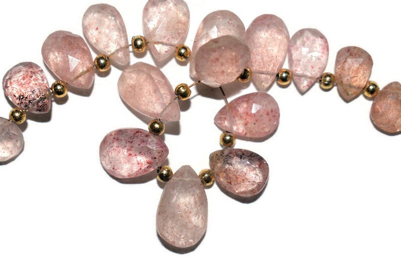 6X106X17 mm app Natural natural gemstone beads sale 16 piece Strawberry Pear shape gemstone briolette beads pink strawberry teardrops