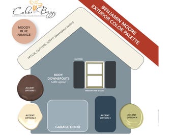 BLUE Exterior House Color Palette | Benjamin Moore (Digital Download)