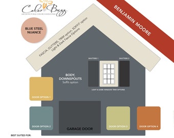 BLUE STEEL GRAY Exterior Paint Color Scheme: Benjamin Moore (Digital Download)