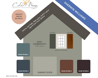 GRAYED GREEN 2 Exterior Paint Color Scheme: Sherwin-Williams (Digital Download)