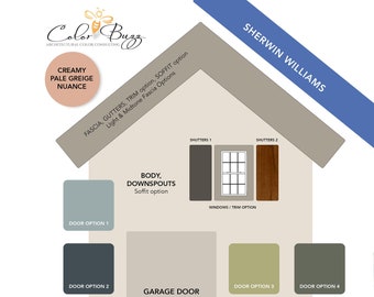CREAMY GREIGE Light Exterior Paint Color Scheme: Sherwin-Williams (Digital Download)