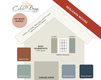 OFF-WHITE | Exterior Paint Color Scheme | Farmhouse | Benjamin Moore Paints Only